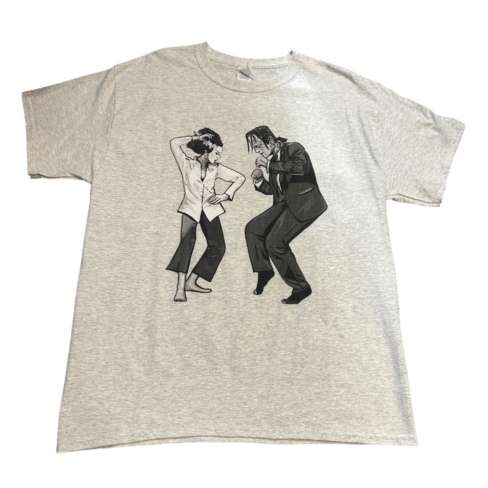 Gildan Frankenstein Pulp Fiction Mashup Graphic T-Shirt Gray Mens Large